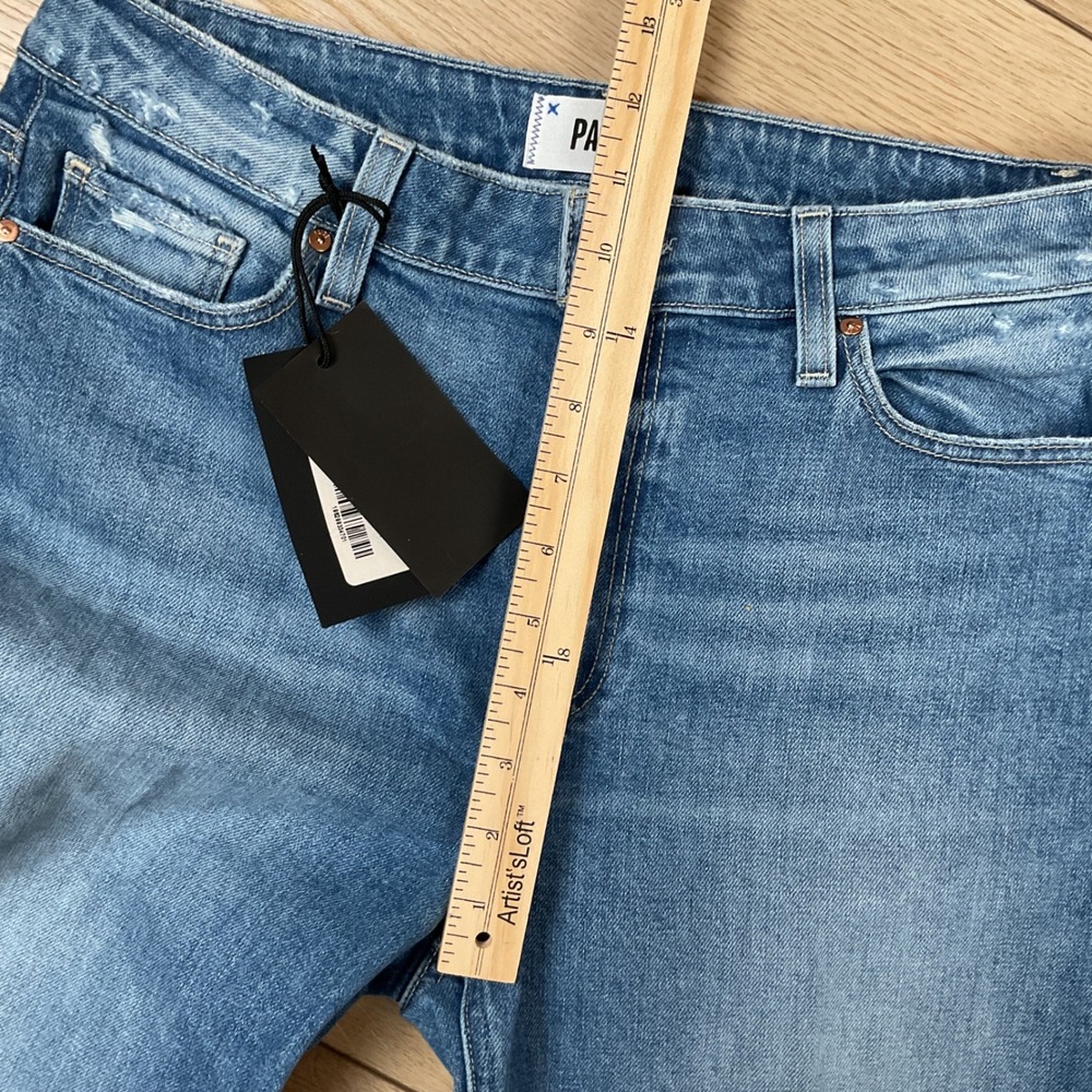 PAIGE Leenah Ankle High Rise Trouser Leg Jeans Blue Raw Hem Size 29 NEW - Picture 6 of 10